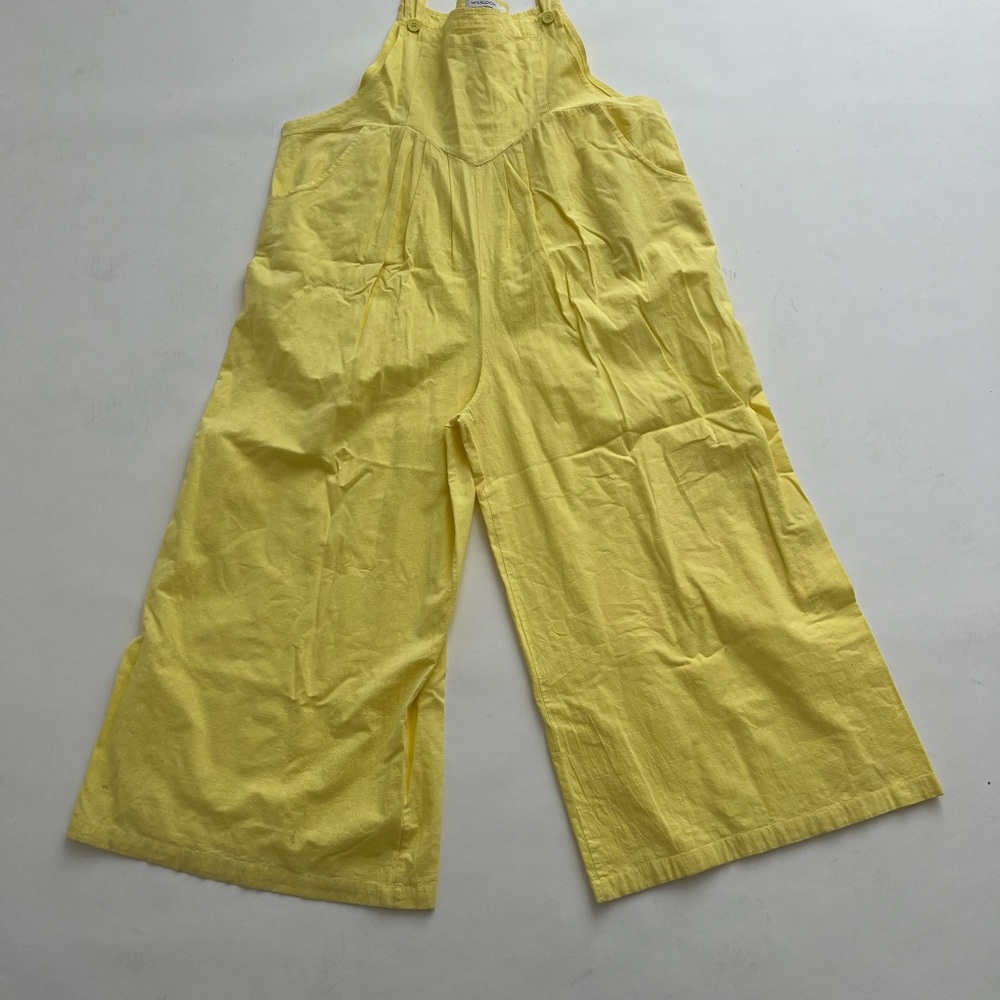 Wide Leg Yellow Linen Overalls